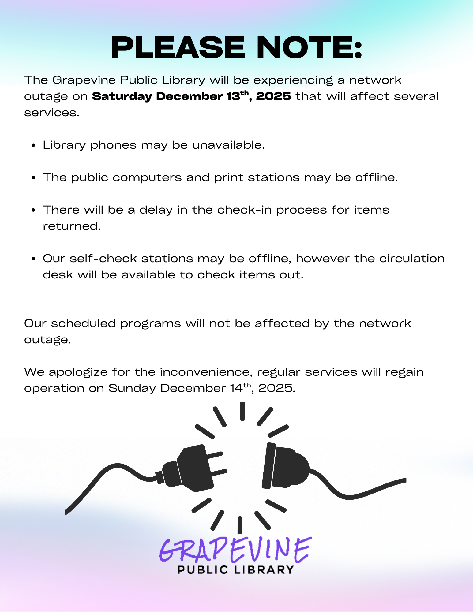 Network Outage This Saturday
